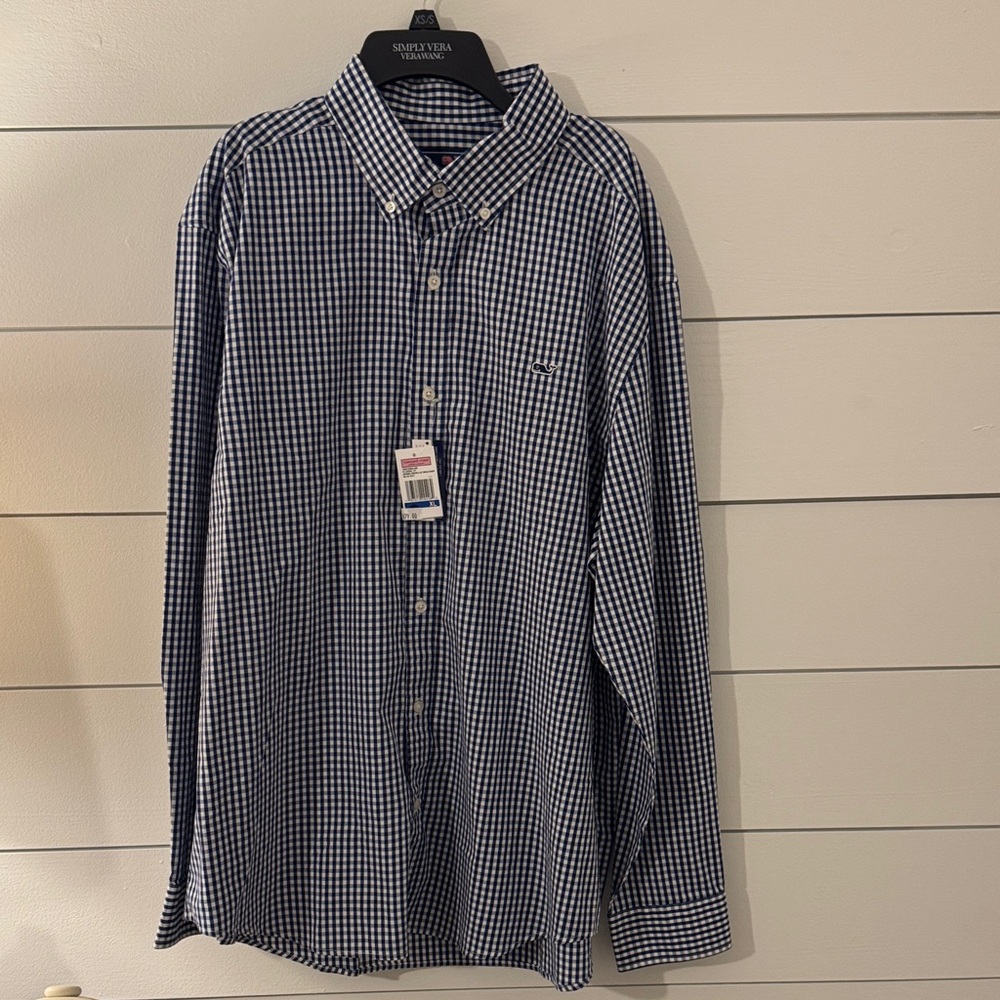 Vineyard Vines Navy Gingham Button Down Shirt